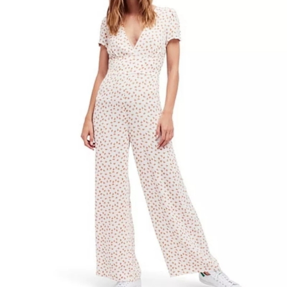 Free People Jumpsuit Printed Peaches Size 0 - Picture 1 of 4